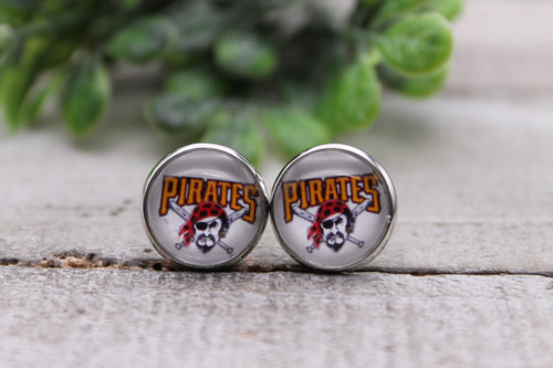 Pirates Baseball || Glass Stud Earrings || Hypoallergenic