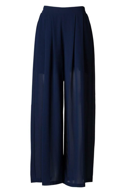 Navy Chiffon Palazzo Pants