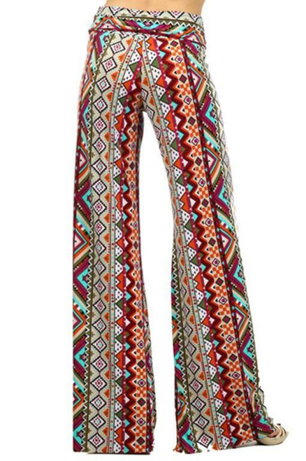 High Waist Aztec Printed Palazzo Pants Mauve
