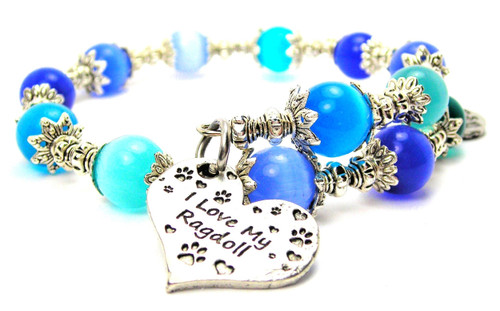 I Love My Ragdoll Cat's Eye Beaded Wrap Bracelet