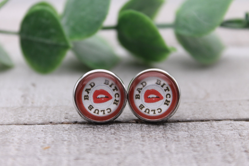 Bad B**** Club | Glass Stud Earrings | Hypoallergenic
