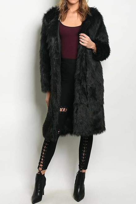 Fur-Get Me Not Faux Fur Coat Black