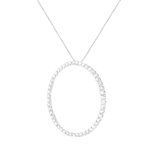.925 Sterling Silver 4.0 Carat Total Weight Prong Set Round-Cut Diamond Open Circle Hoop 18" Pendant Necklace (J- Karat Color, I1-I2 Clarity)