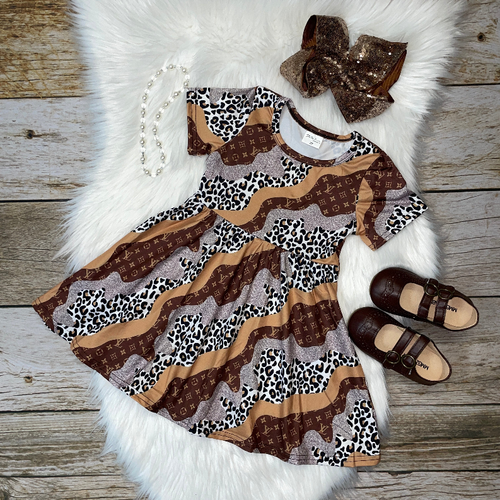 Leopard Pattern Short Sleeve Dress