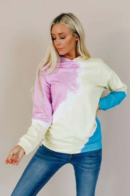 Down the Line Colorblock Tie Dye Hoodie