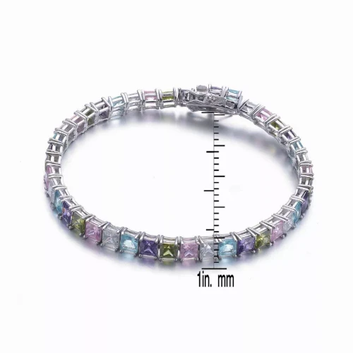 Collette Z Sterling Silver Colorful Cubic Zirconia Tennis Bracelet