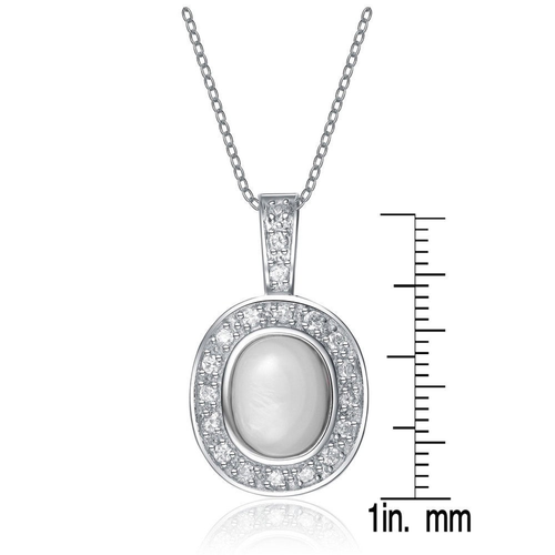 Collette Z Sterling Silver Cubic Zirconia White Stone Pendant Necklace
