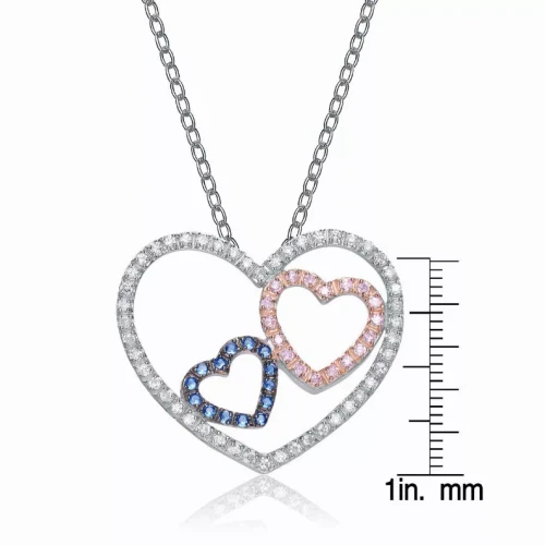 Collette Z Sterling Silver Black and Pink Cubic Zirconia Pendant