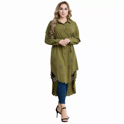 Blouse Hollow Out Turn-Down Collar