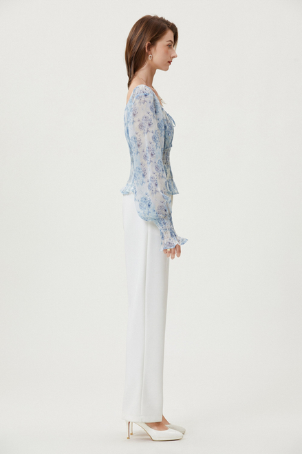 Sylphide | Ruffle Cyan Top