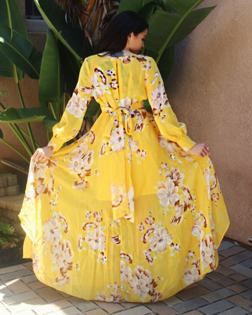 Michal Long Sleeves Floral Maxi Dress