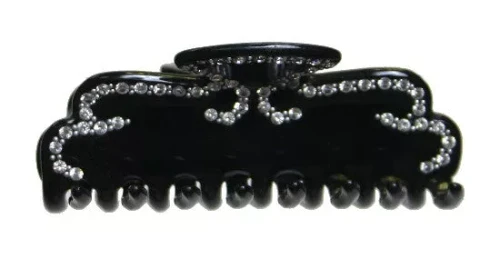 Hand Made Black Hair Claw With Crystal Stones