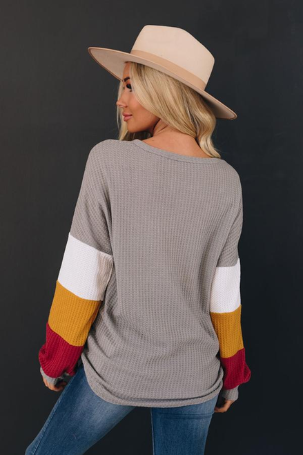 Crisp Autumn Color-Block Thermal Top