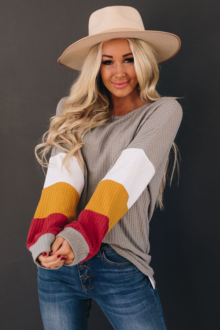 Crisp Autumn Color-Block Thermal Top