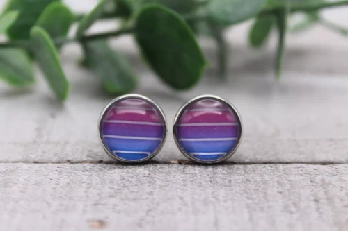 Morning Glory Stripes Glass Stud Earrings