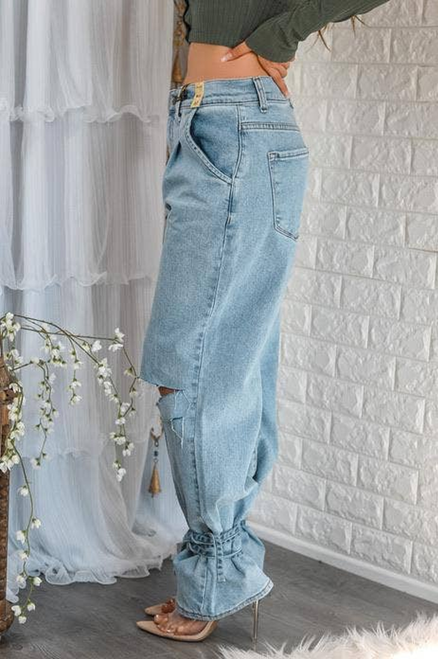 Calabasas Ripped Jeans With Ankle Ties