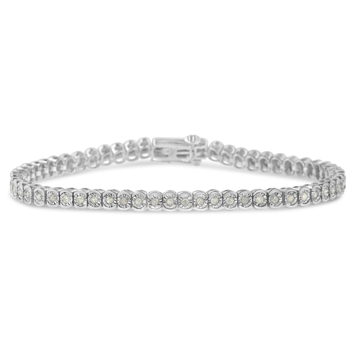 Rose Gold Plated .925 Sterling Silver 1/3 Carat Total Diamond Weight Miracle-Set Diamond Link Bracelet