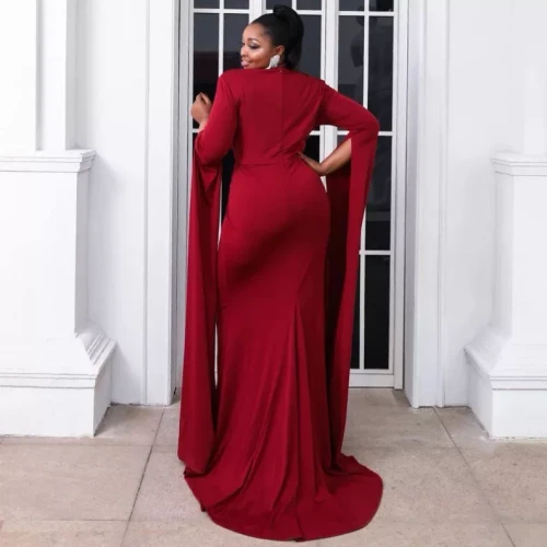 Elegant Dress With Flared Sleeves