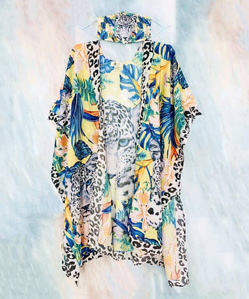 Snow Leopard Kimono with Mask Set (2 Pieces)