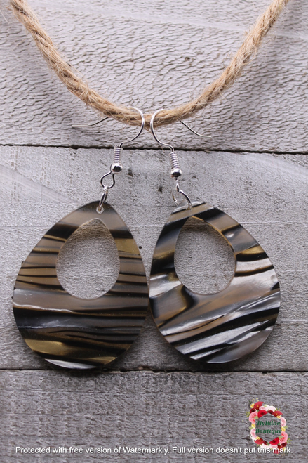 Gold Teardrop Acrylic Dangle Earrings