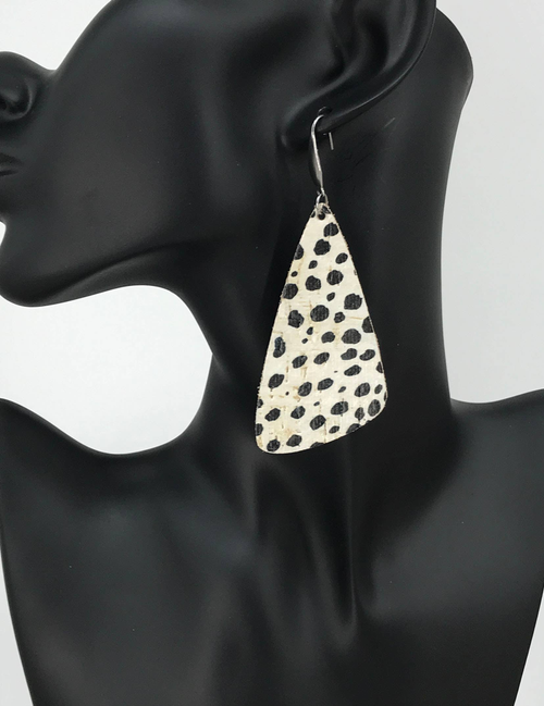 Mini  Cheetah Genuine Cork Leather Earrings 