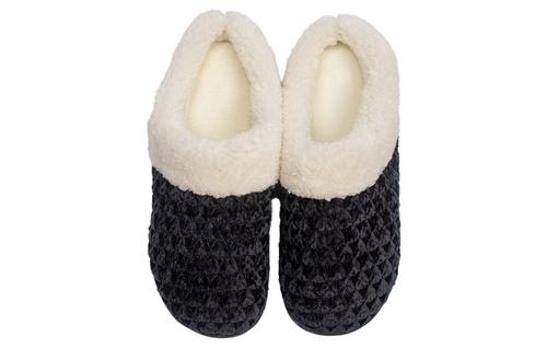 Women's Fleece Trim Knit Sweater Furr Clog Indoor Outdoor Slipper