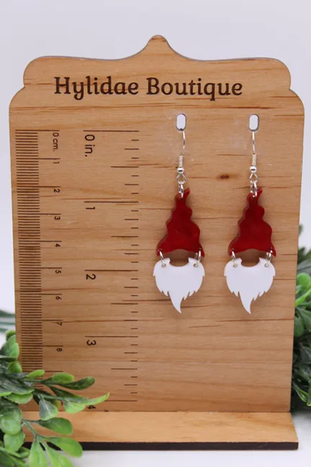 Red Pearl Gnome || Dangle Earrings