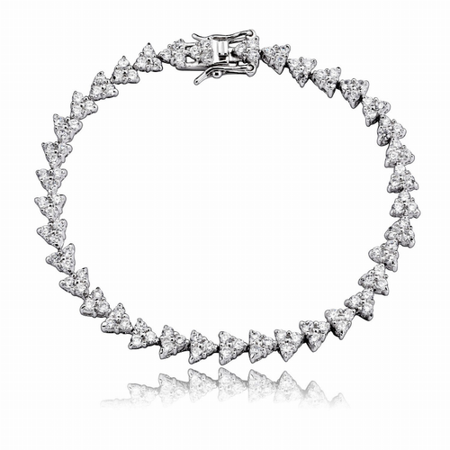 Collette Z Sterling Silver Cubic Zirconia Triangle Link Bracelet