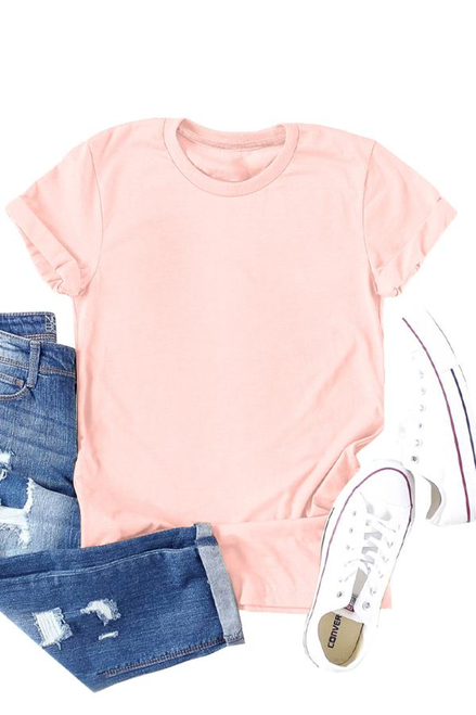Solid Color Crew Neck Tee