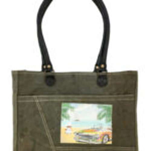 Flower Power Recycled Military Tent Shoulder Bag