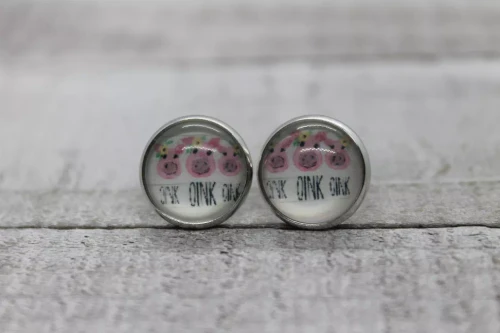 Oink Oink Oink  Glass Stud Earrings