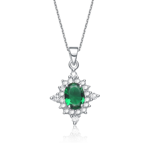 Collette Z Sterling Silver Green Cubic Zirconia Necklace