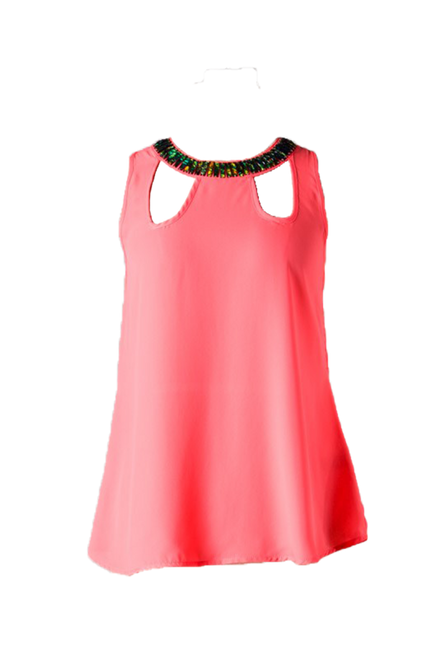 Top Bejeweled Neon Pink