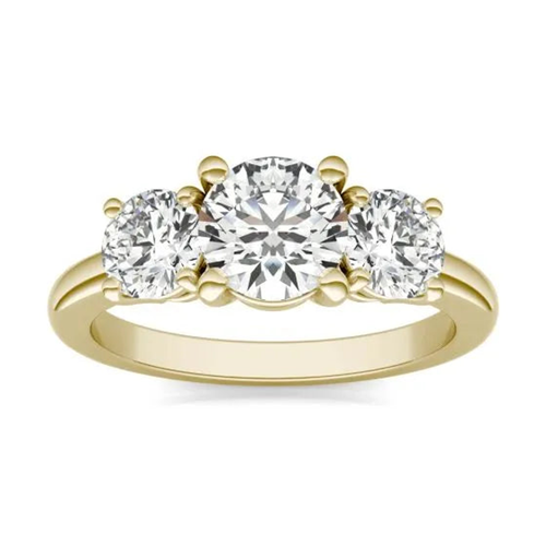 2 CTW Round Lab Grown Diamond Classic Three Stone Engagement Ring 14K Yellow Gold (G-VS)