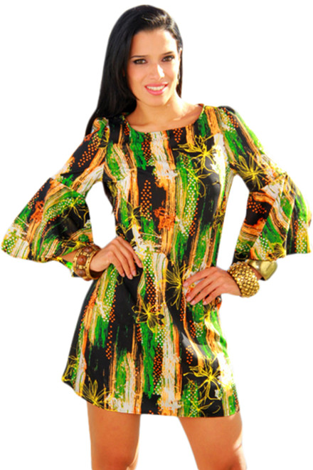 Rachel Kate bell sleeve print shift dress