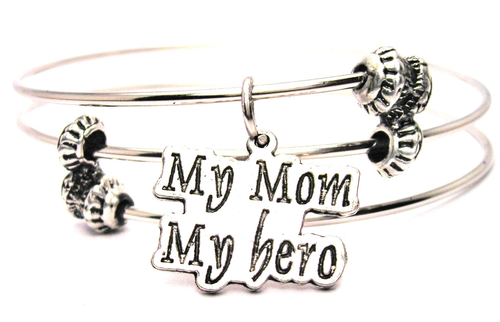 My Mom My Hero Triple Style Bangle Bracelet