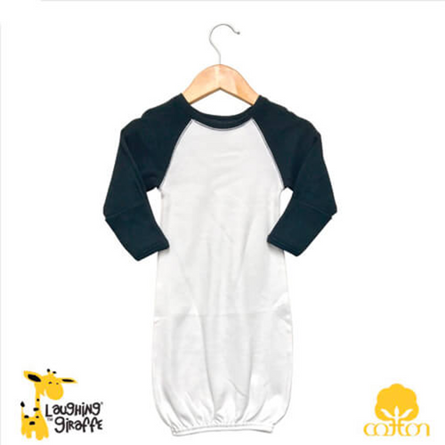 The Laughing Giraffe Baby Raglan Night Gown With Mittens
