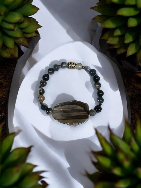 Agate Gemstone Beaded Stretchy Bracelet