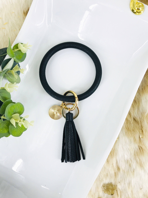 Faux Leather Bangle Keychain for Women