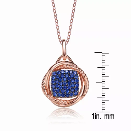 Collette Z Rose and Black Plated Sterling Silver Blue Cubic Zirconia Drop Necklace