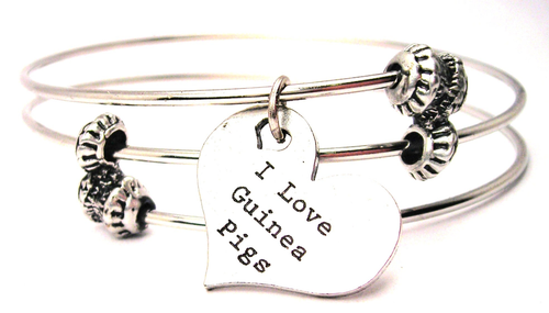 I Love Guinea Pigs Triple Style Bangle Bracelet