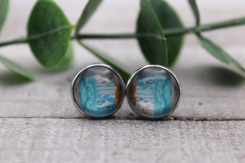 Beach Brushstrokes || Glass Stud Earrings || Hypoallergenic