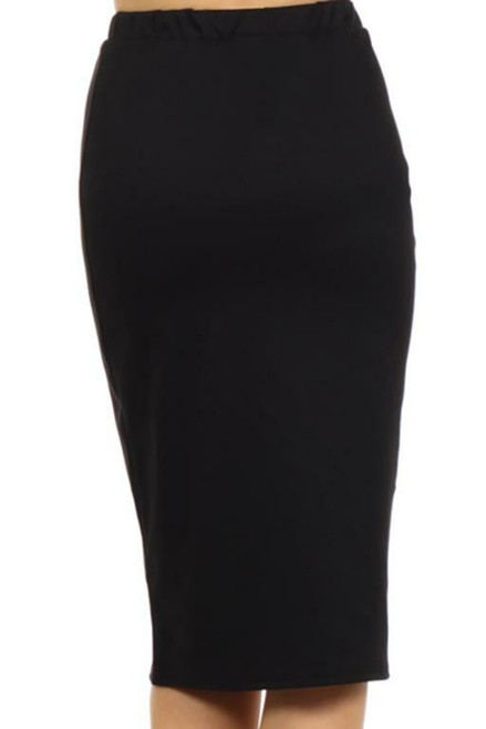 Textured Knit Pencil Skirt Black
