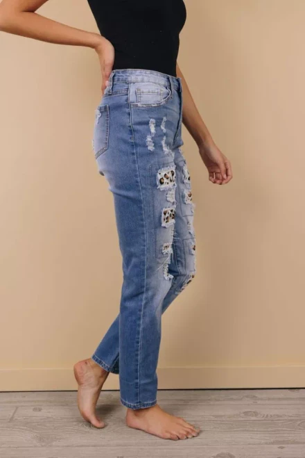Everlasting Ripped Leopard Jeans
