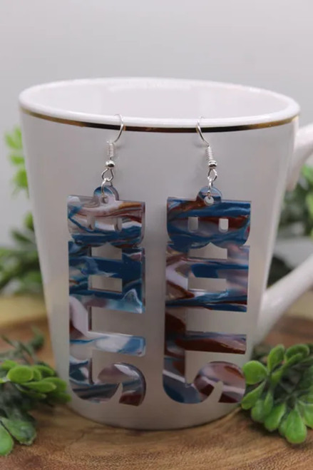 BILLS Football - Marbled || Acrylic Dangle Earrings || Hypoallergenic