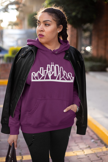 Chicago Skyline Hoodie with White Outline