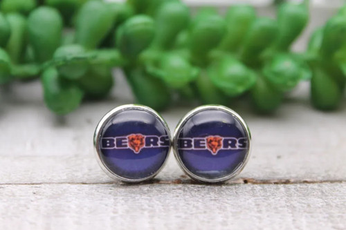Bears Football 6 || Glass Stud Earrings || Hypoallergenic