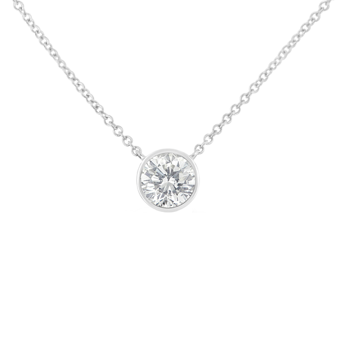 10 Karat White Gold 1/3 Carat Total Weight Round-Cut Solitaire Diamond 18" Pendant Necklace 