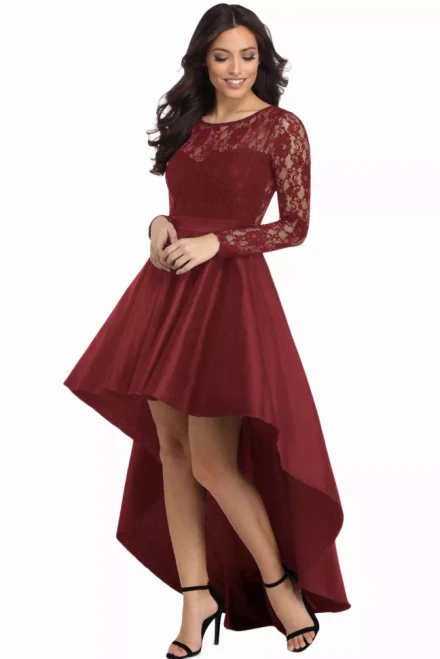 High Low Satin Vintage Lace