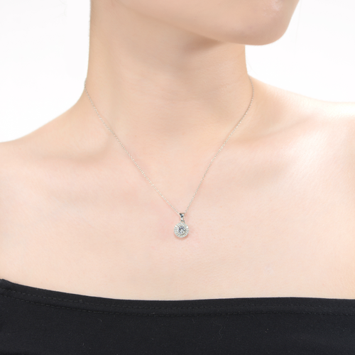 Collette Z Rhodium Plated Clear Cubic Zirconia Pendant Necklace